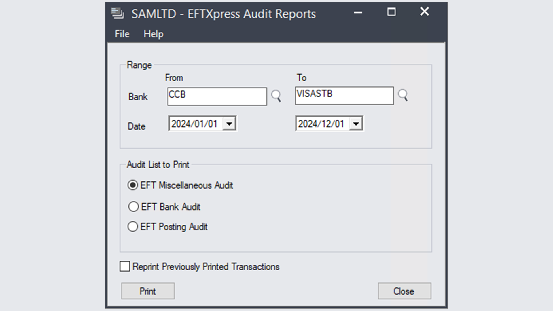 EFT Bank Audit